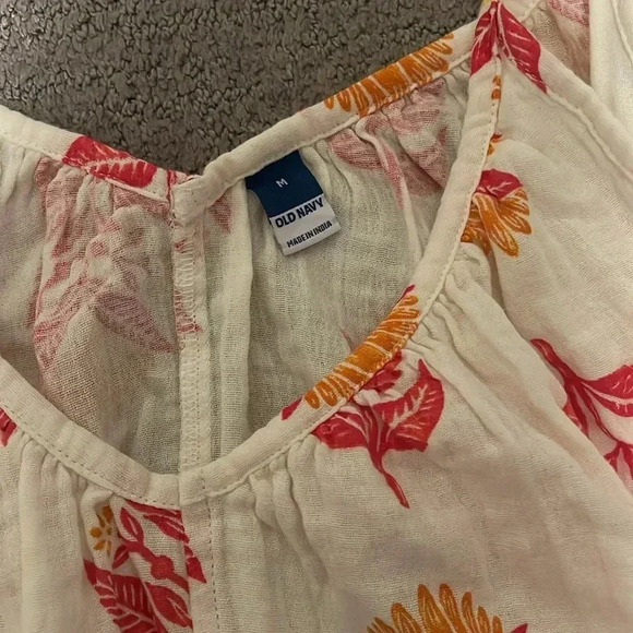 Old Navy Floral Tank Top NWT Woman’s Medium Pink Orange Flowers V Neck - Picture 4 of 7